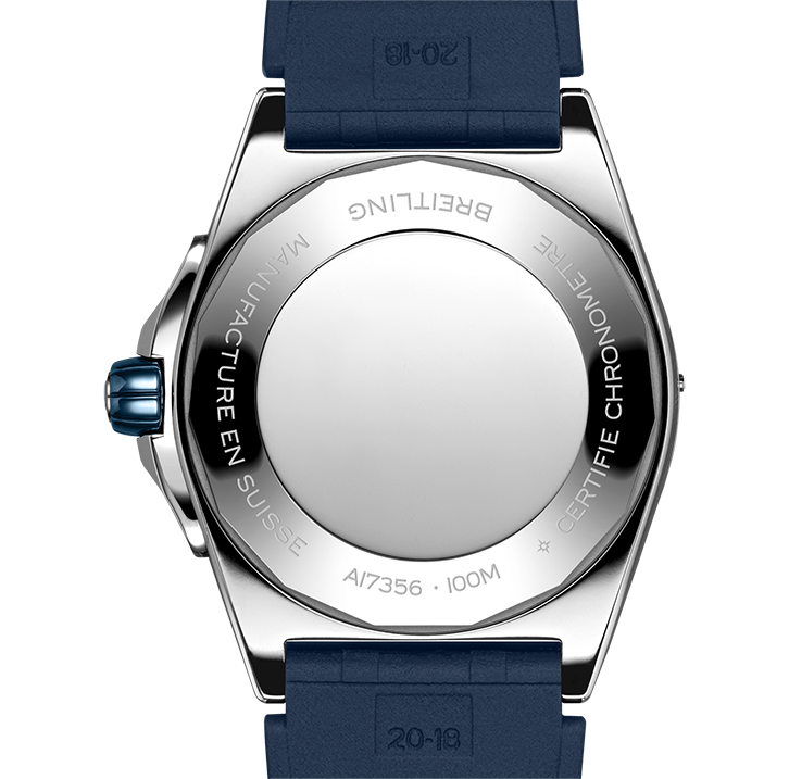 BRT Super Chronomat 38mm Diamond Watch with Blue Rubber Strap