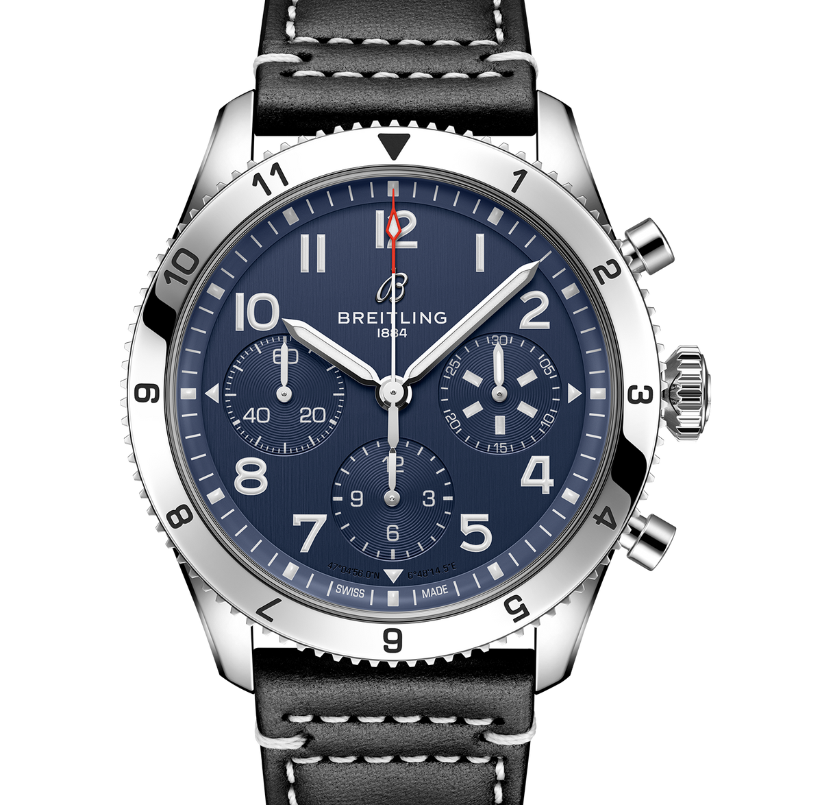 BRT Classic AVI Chronograph 42 Tribute to Vought F4U Corsair Watch with Black Leather Strap
