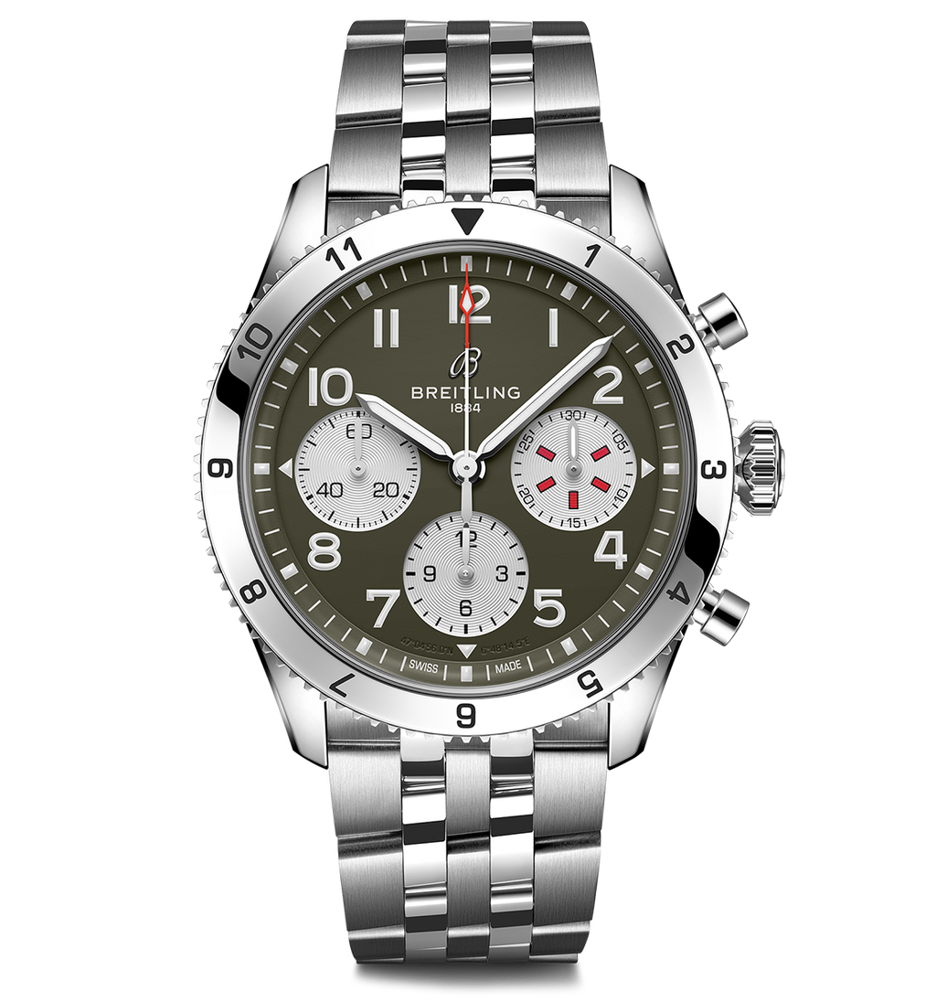 BRT Classic AVI Chronograph 42 Curtiss Warhawk Watch with Stainless Steel Bracelet