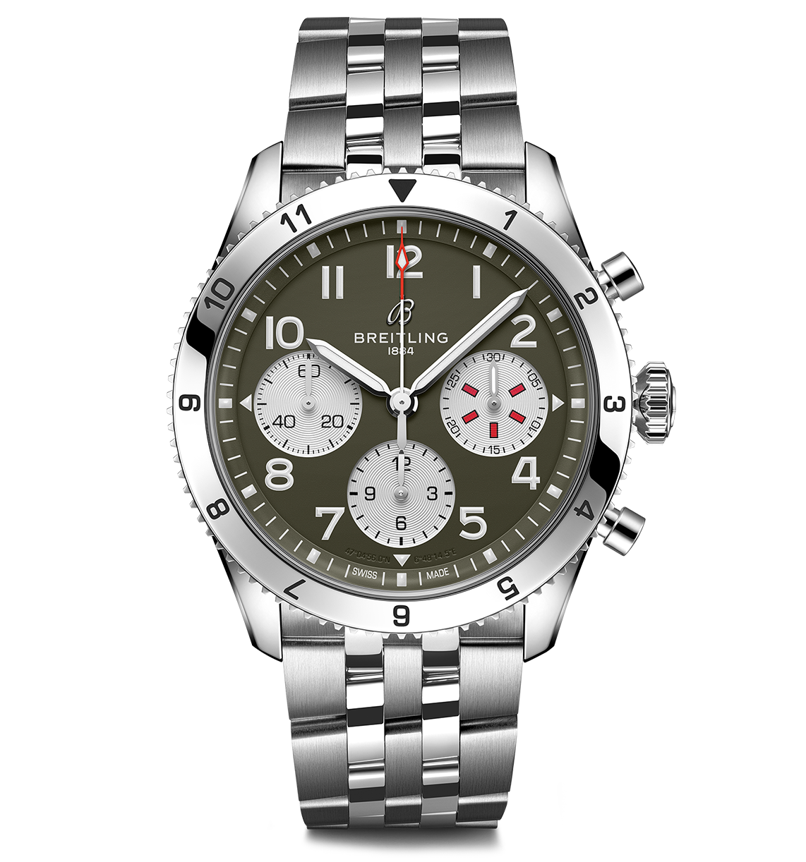 BRT Classic AVI Chronograph 42 Curtiss Warhawk Watch with Stainless Steel Bracelet