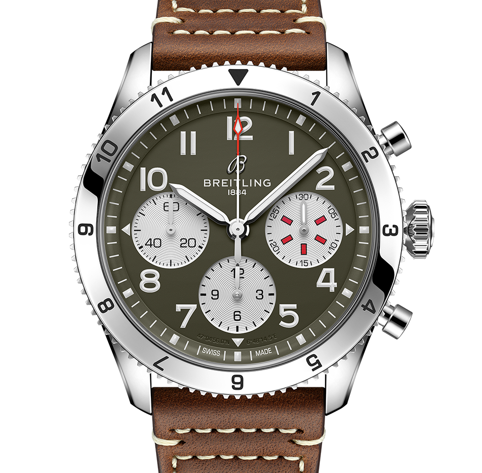 BRT Classic AVI Chronograph 42 Curtiss Warhawk Watch with Green Dial