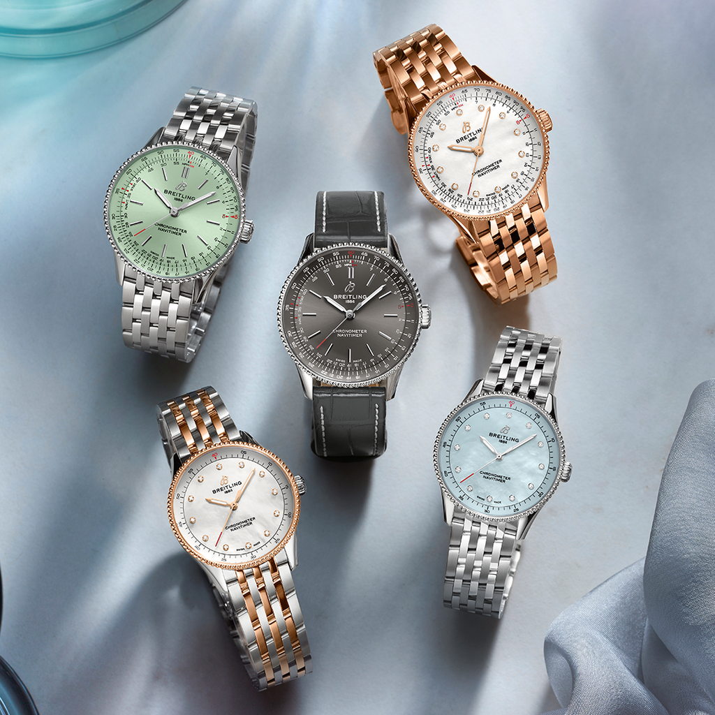BRT Navitimer Quartz 32mm Watch with Blue Mother-of-Pearl Dial