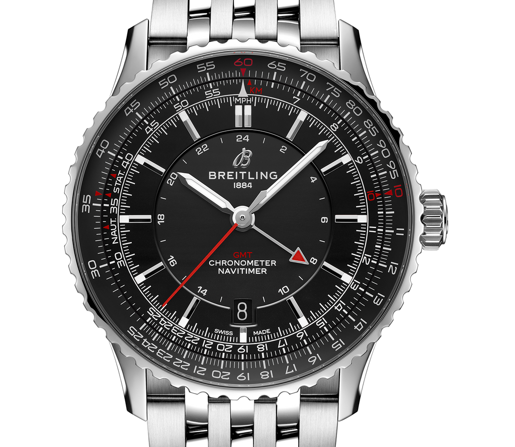 BRT Navitimer Automatic GMT 41 Watch with Black Dial
