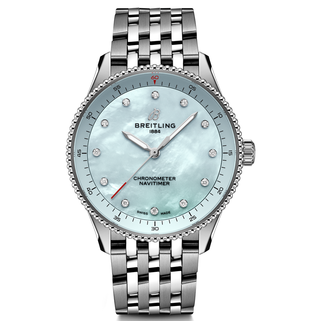BRT Navitimer Quartz 32mm Watch with Blue Mother-of-Pearl Dial