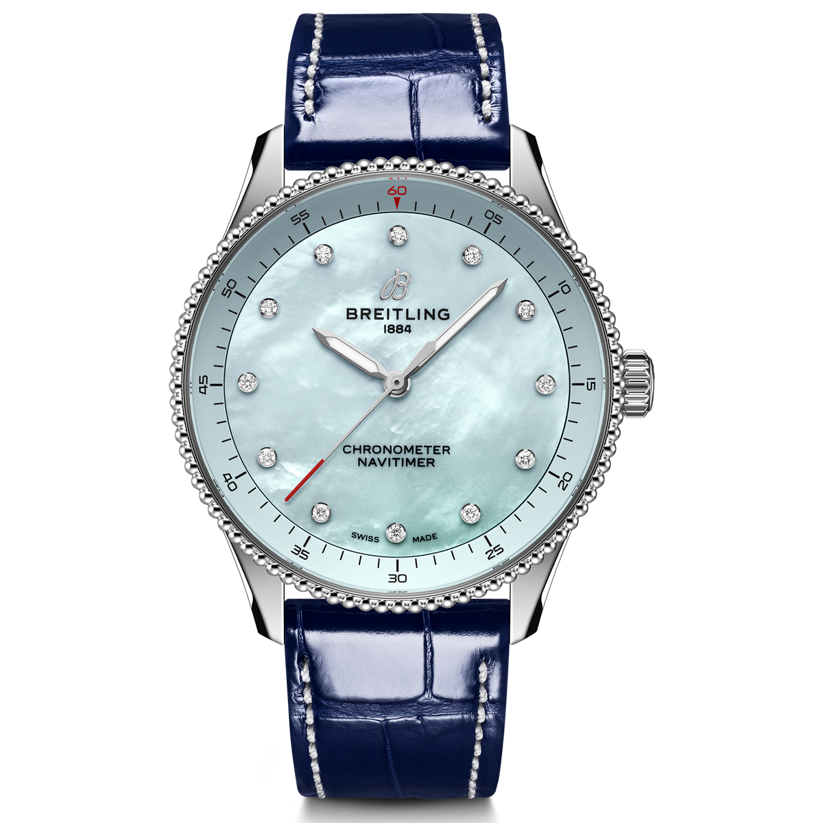 BRT Navitimer Quartz 32mm Watch with Blue Leather Strap