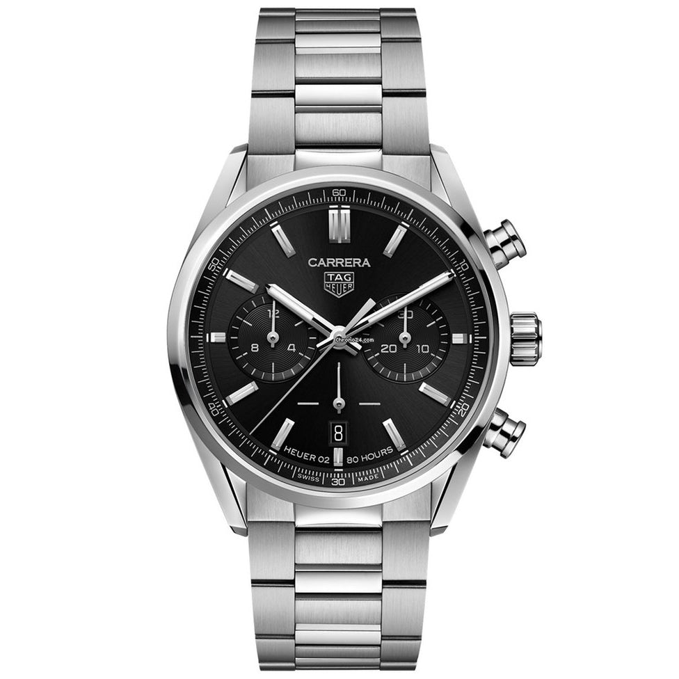 TGHR Carrera Chronograph Men's Calibre Heuer 02 Automatic Chronograph Black Dial Watch