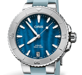 ORS Aquis Date Watch with Blue Mother of Pearl Dial, 36.5mm