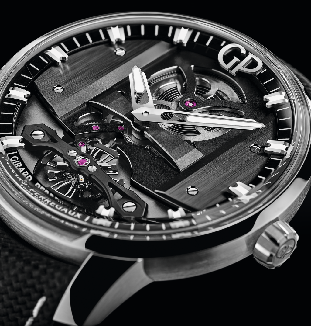 Girard-Perregaux Free Bridge 44mm Watch with Black Leather Strap