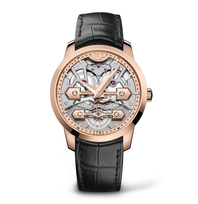 Girard-Perregaux Classic Bridges 45mm Watch with Black Leather Strap