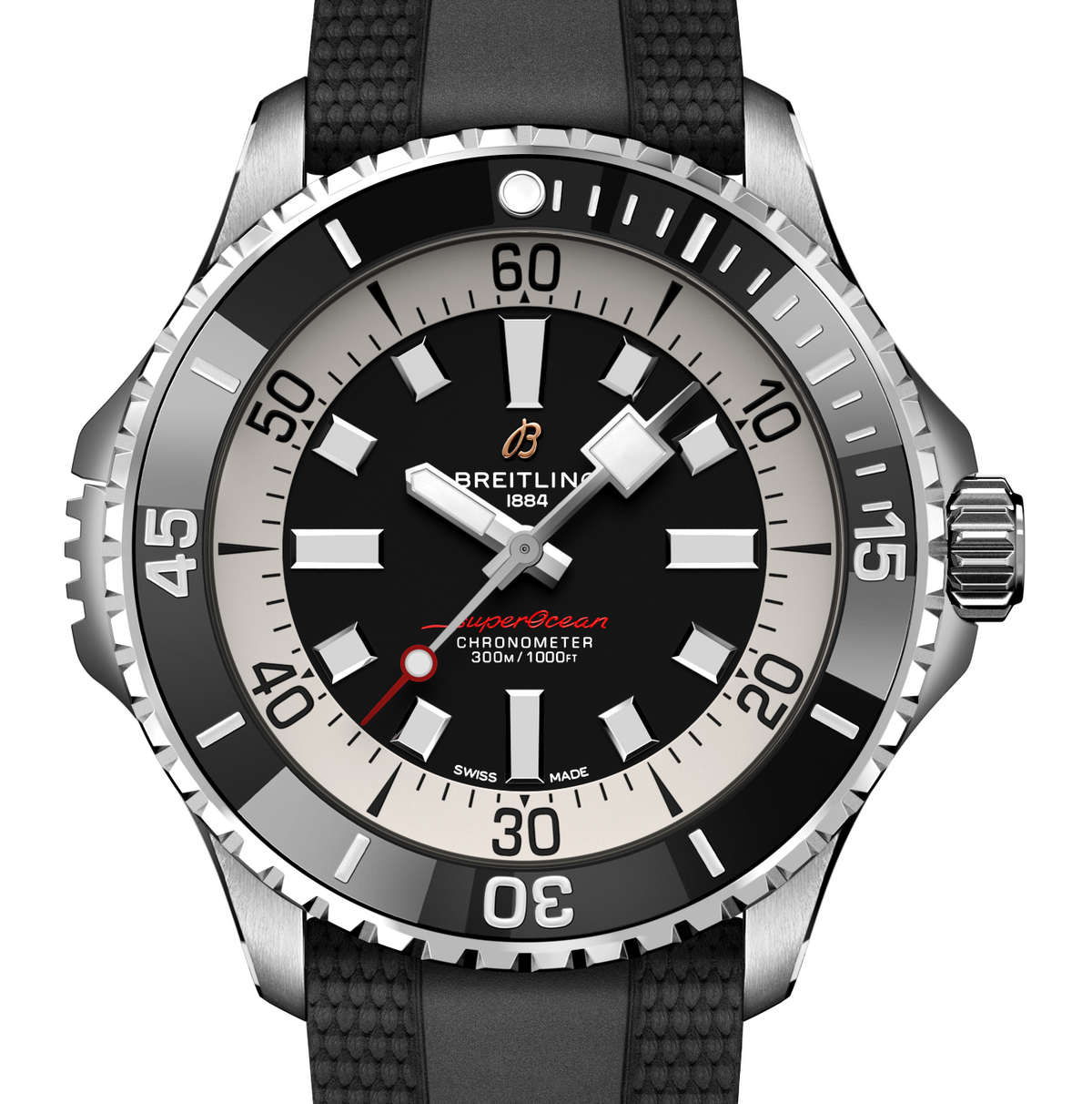 BRT Superocean Black on Rubber, 46mm