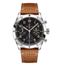 BRT Classic AVI Chronograph 42 P-51 Mustang Watch with a Gold Brown Leather Strap