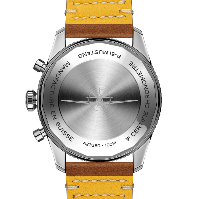 BRT Classic AVI Chronograph 42 P-51 Mustang Watch with a Gold Brown Leather Strap
