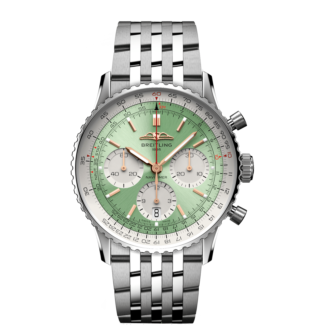 BRT Navitimer B01 Chronograph 41mm Watch with Mint Green Dial