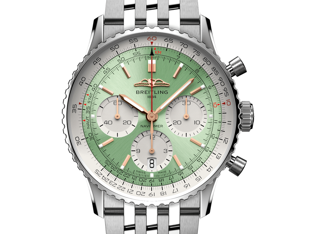 BRT Navitimer B01 Chronograph 41mm Watch with Mint Green Dial