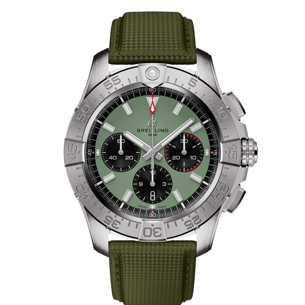 BRT Avenger B01 Chronograph 44mm Watch with Green Strap