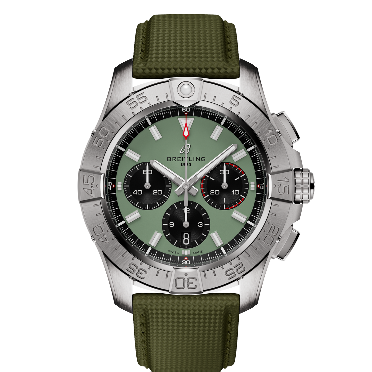 BRT Avenger B01 Chronograph 44mm Watch with Green Strap