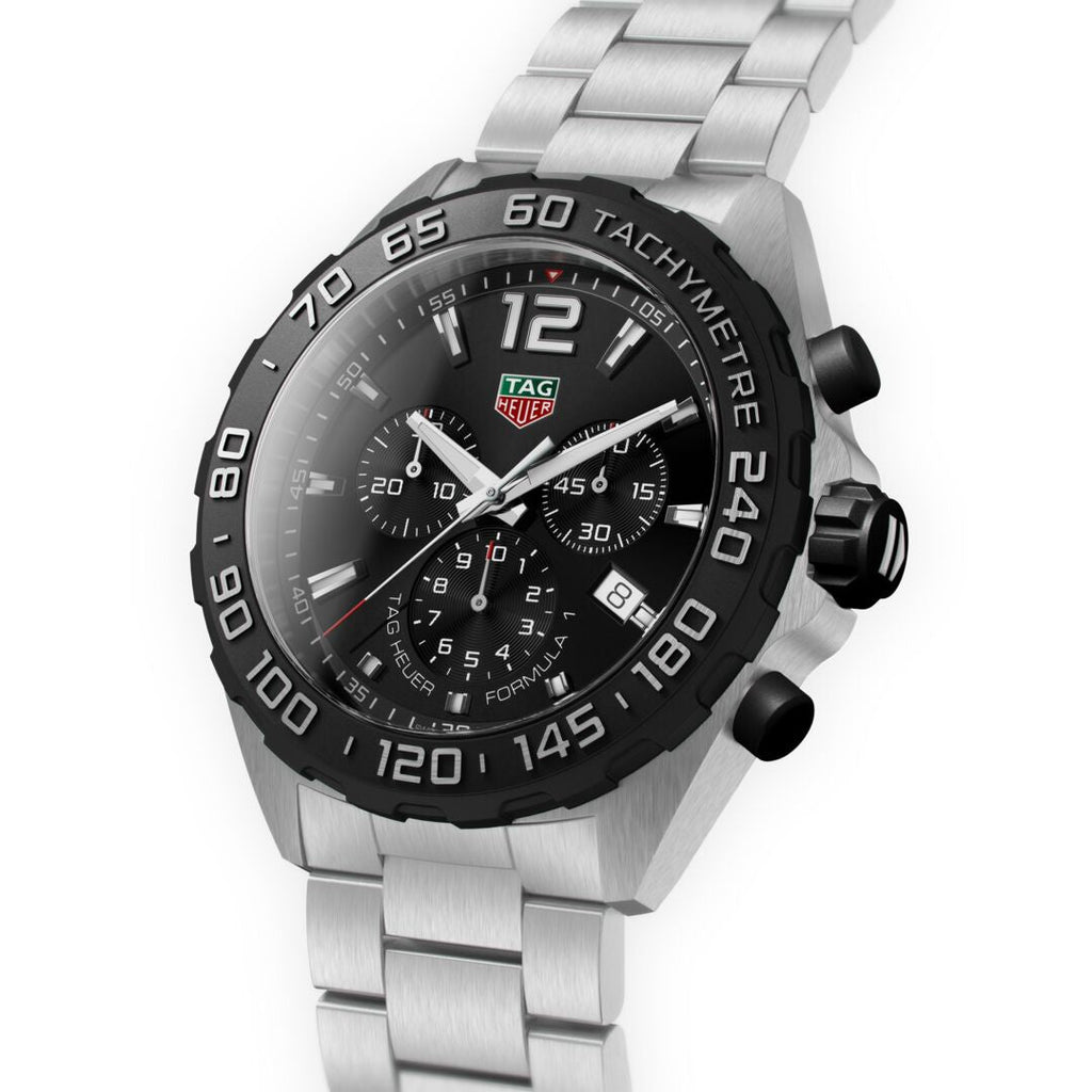 TGHR Formula 1 Men's Chronograph Black Dial and Black Bezel Watch
