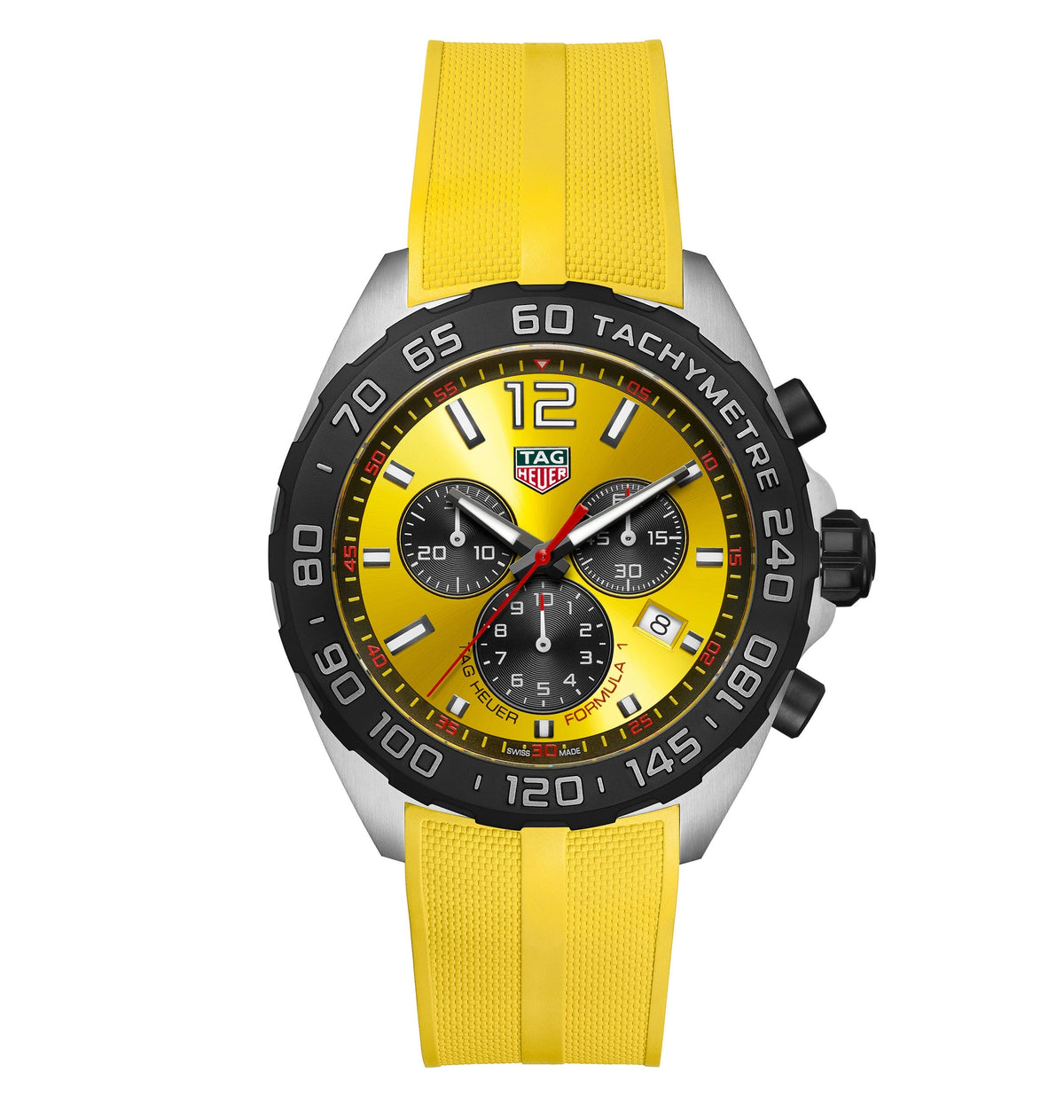 TGHR Formula 1 Men's Quartz Chronograph Yellow Dial and Rubber Strap Watch
