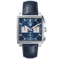TGHR Monaco Men's Calibre Heuer 02 Blue Dial Watch with Alligator Strap