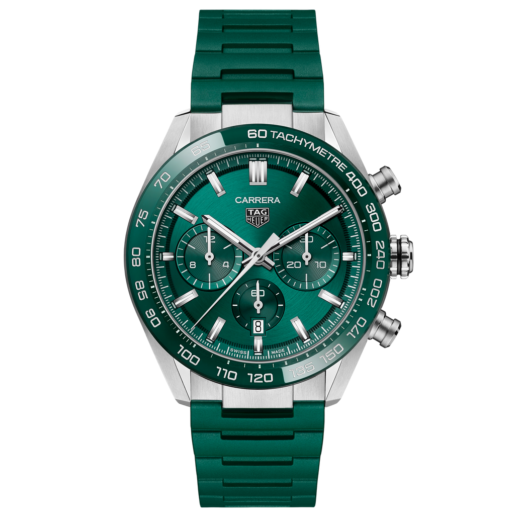 TGHR Carrera Chronograph Watch with a Green Dial