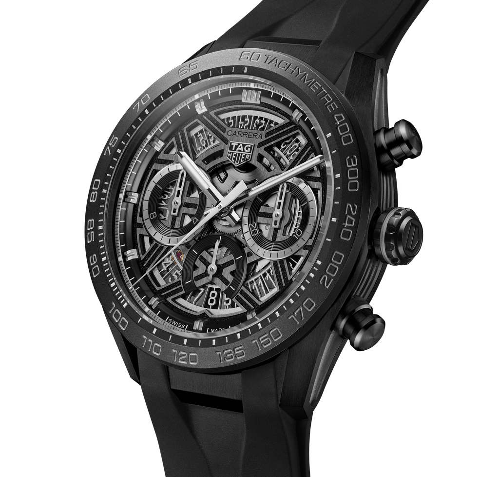 TGHR Carrera Chronograph Extreme Sport Watch with Black Rubber Strap