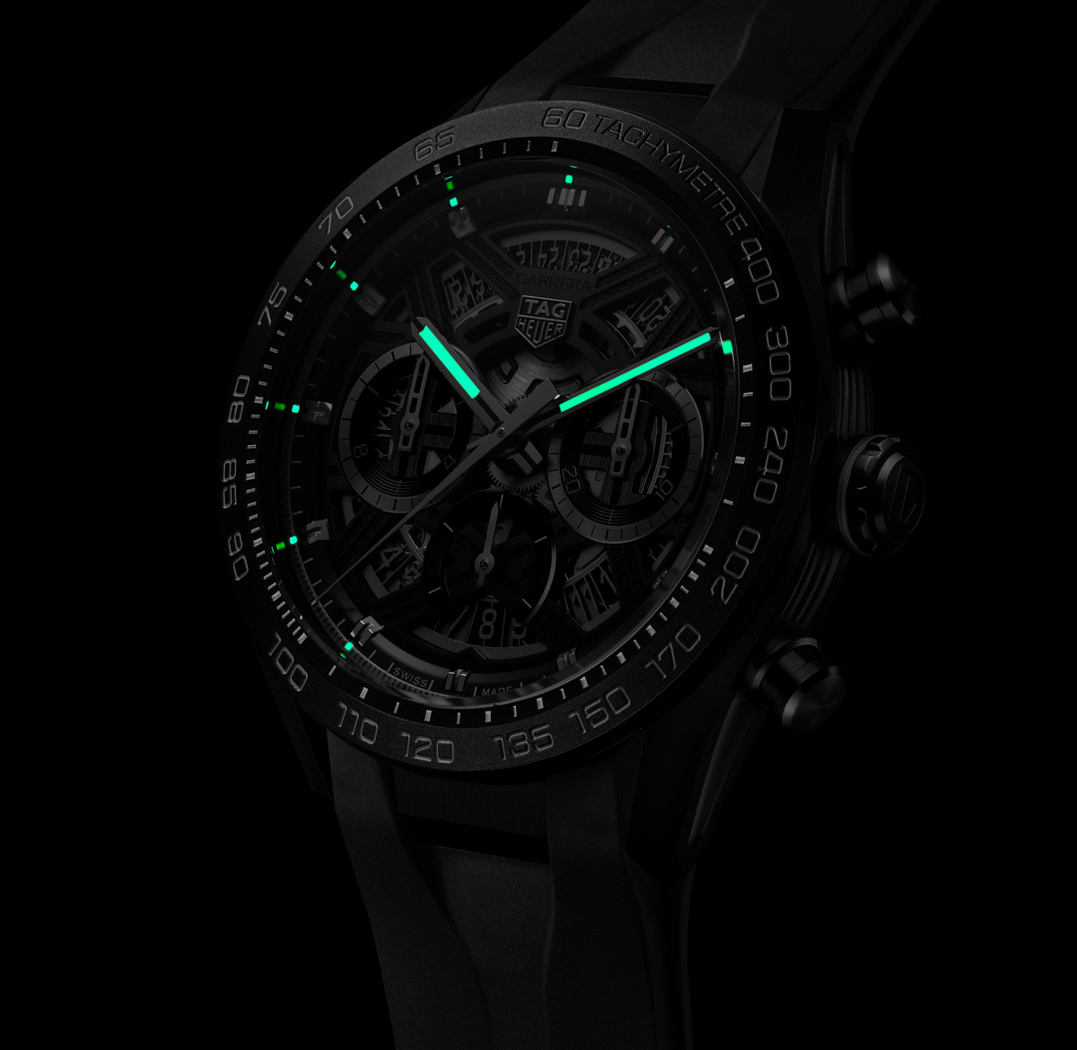 TGHR Carrera Chronograph Extreme Sport Watch with Black Rubber Strap
