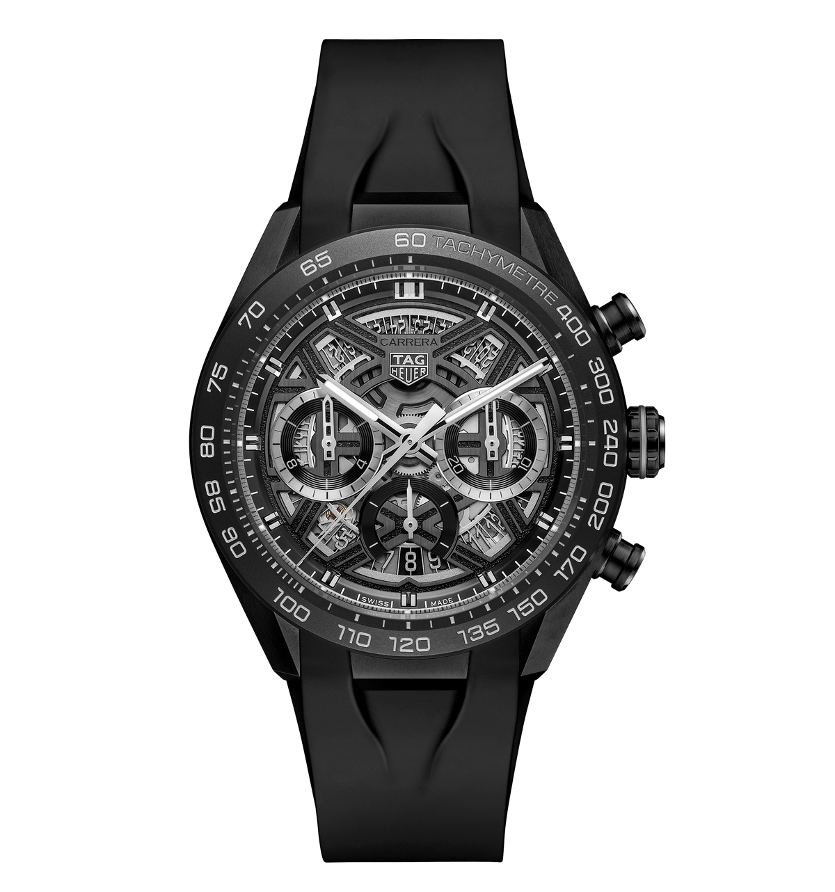 TGHR Carrera Chronograph Extreme Sport Watch with Black Rubber Strap