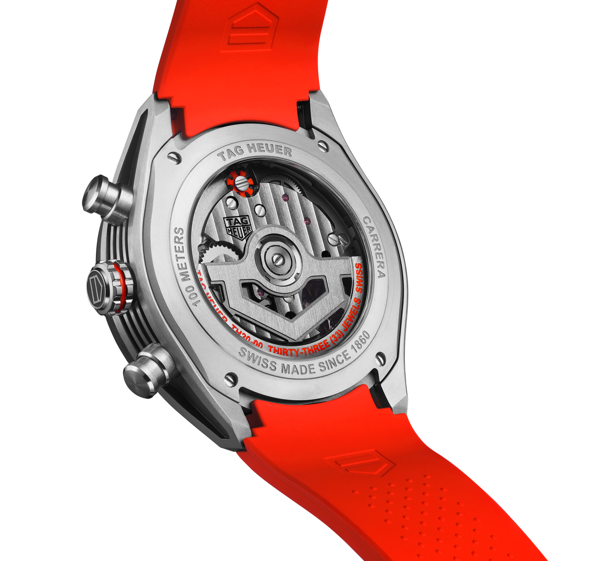 TGHR Carrera Chronograph Extreme Sport Watch with Orange Rubber Strap