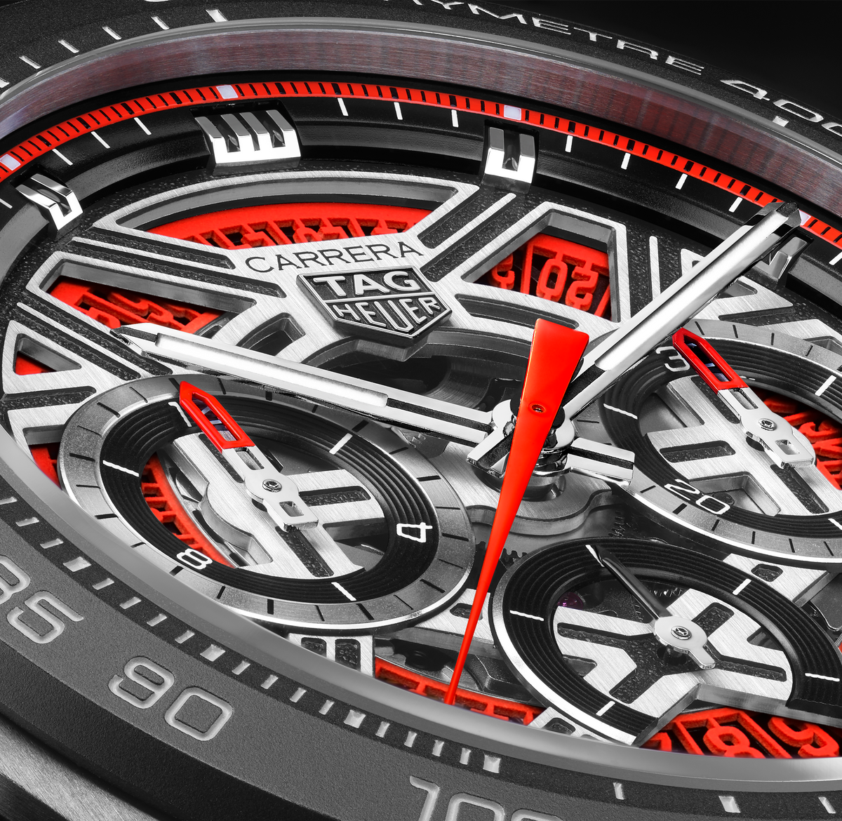 TGHR Carrera Chronograph Extreme Sport Watch with Orange Rubber Strap