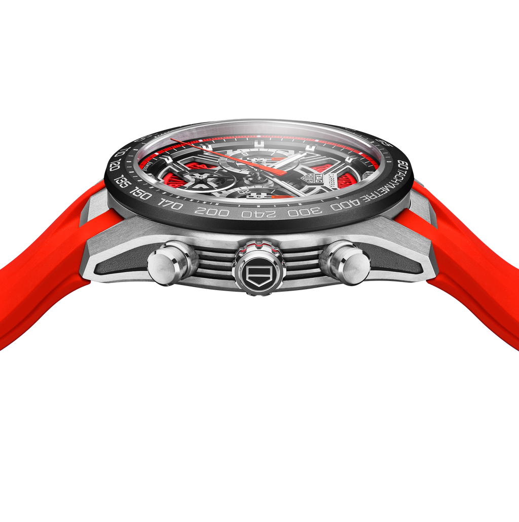 TGHR Carrera Chronograph Extreme Sport Watch with Orange Rubber Strap