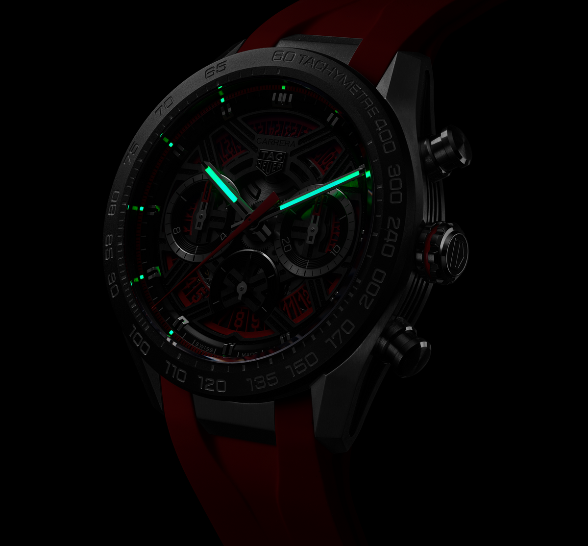 TGHR Carrera Chronograph Extreme Sport Watch with Orange Rubber Strap