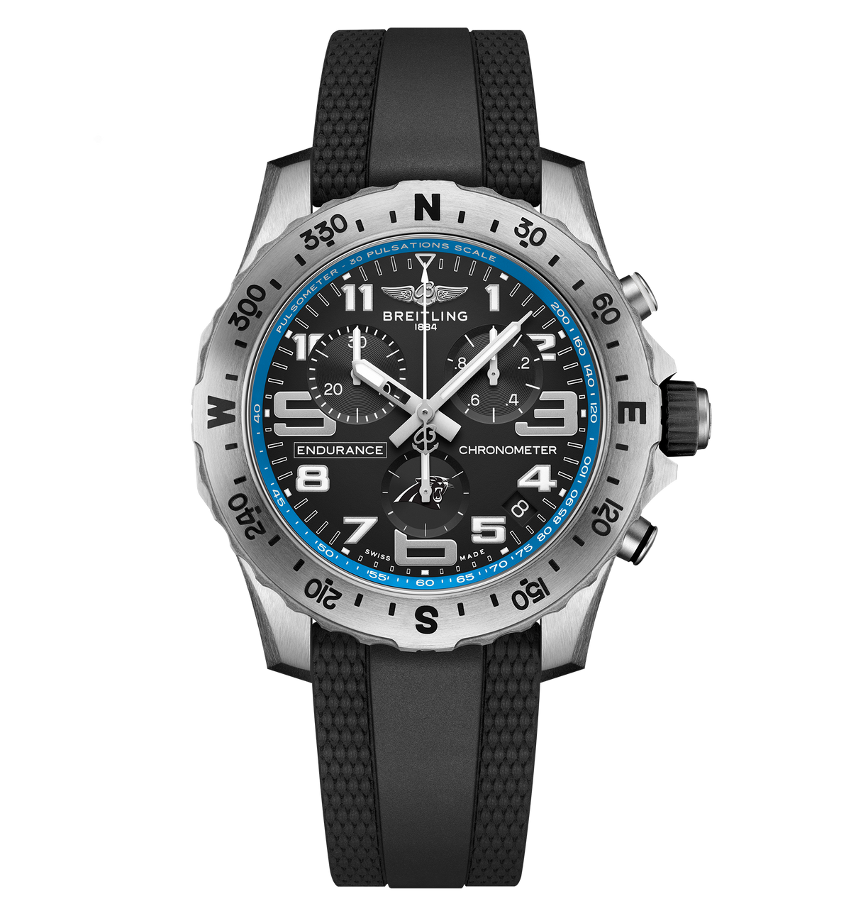 BRT Endurance Pro 44 NFL Carolina Panthers Edition with Rubber Strap