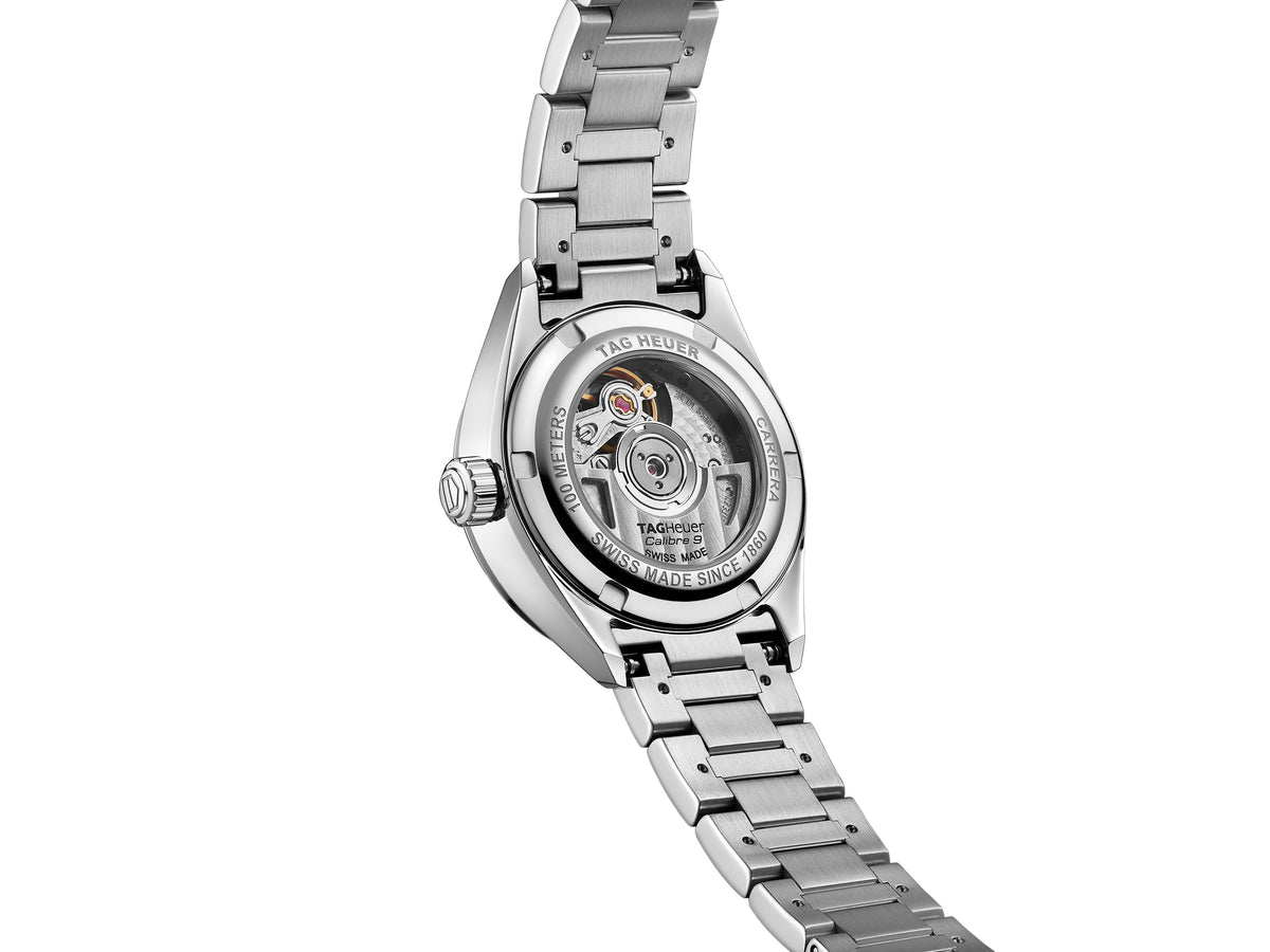 TGHR Carrera Calibre 9 Automatic Ladies' Mother of Pearl Steel Watch, 29mm