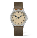 LNGS Classic Heritage Military Collection 38mm Silver Dial Brown Leather Gent's Watch