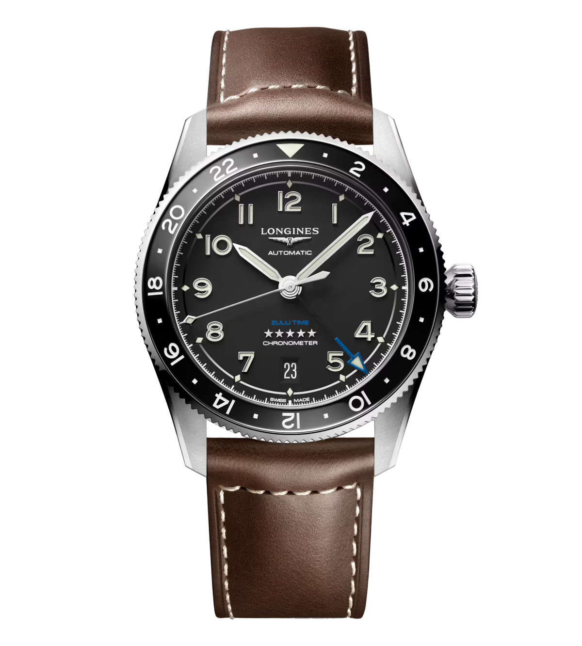 LNGS Spirit Zulu Time 39mm Watch with Leather Strap