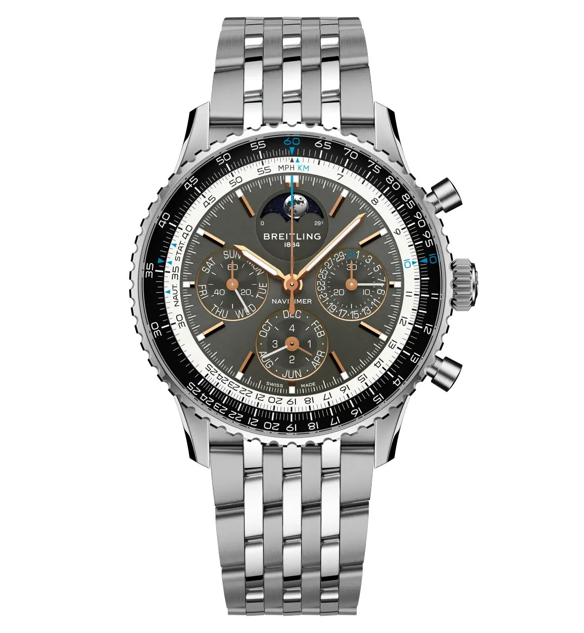 BRT Navitimer B19 Chronograph 43 Perpetual Calendar Watch with Anthracite Dial