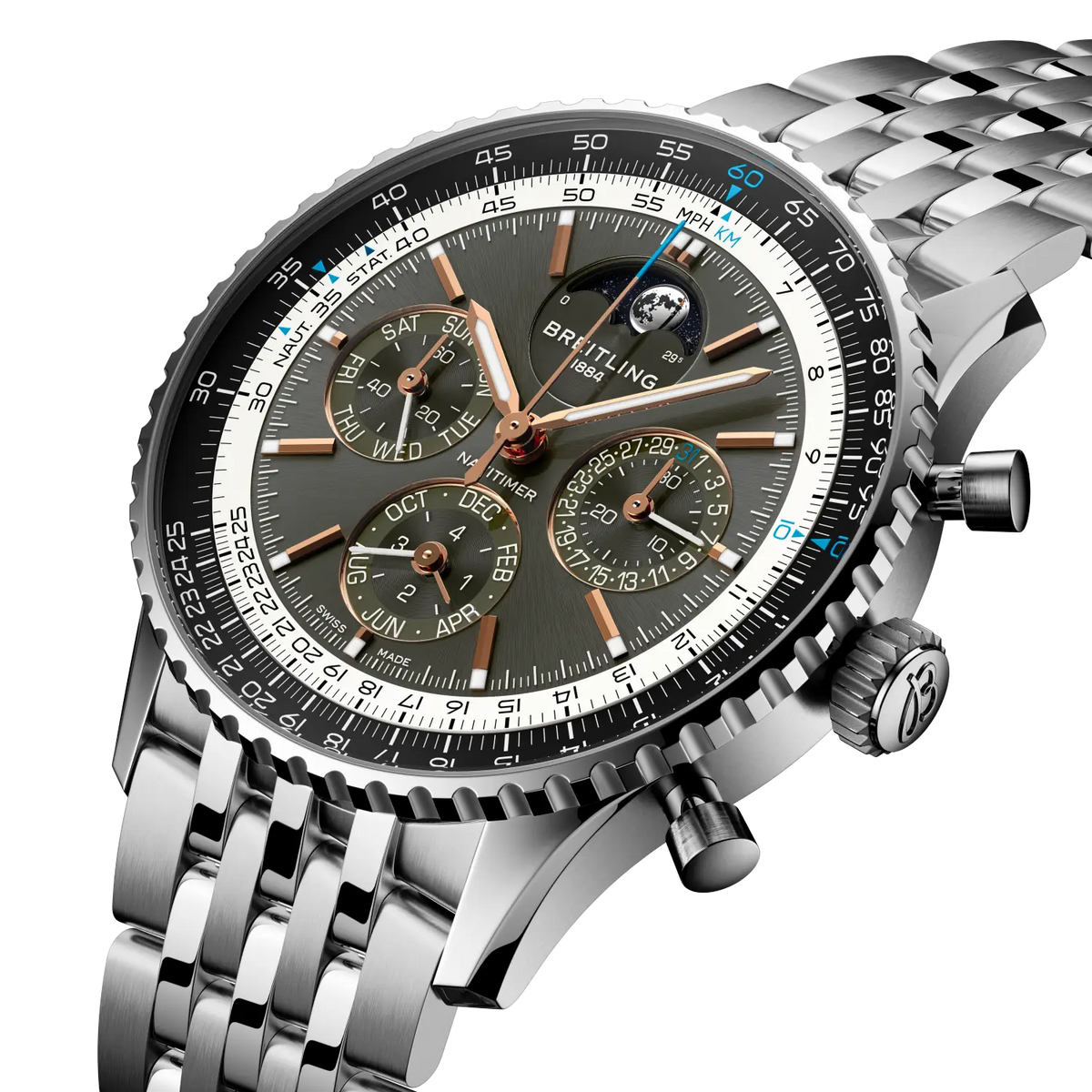 BRT Navitimer B19 Chronograph 43 Perpetual Calendar Watch with Anthracite Dial