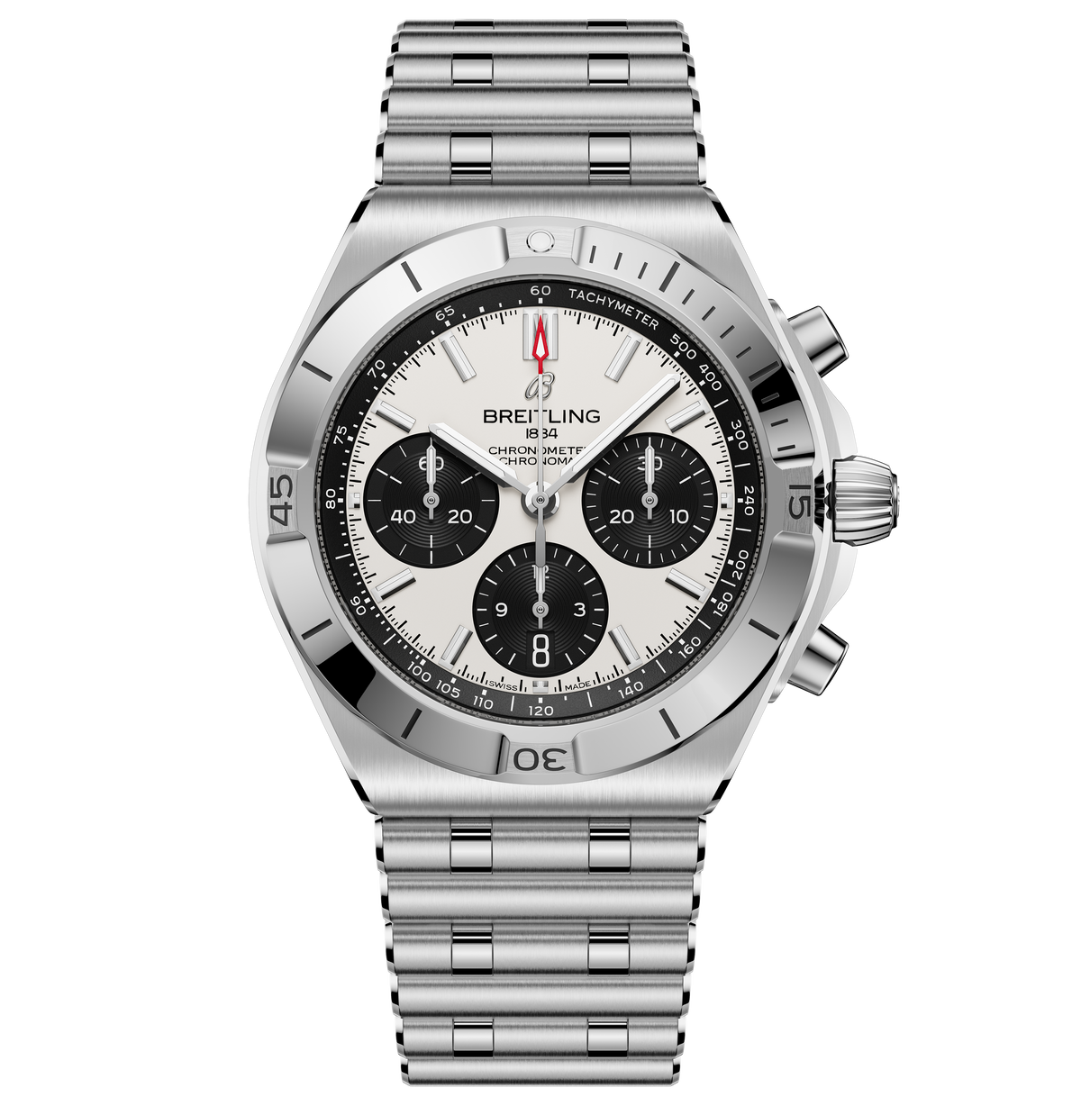 BRT Chronomat B01 Chronograph 42 Watch with White Panda Dial