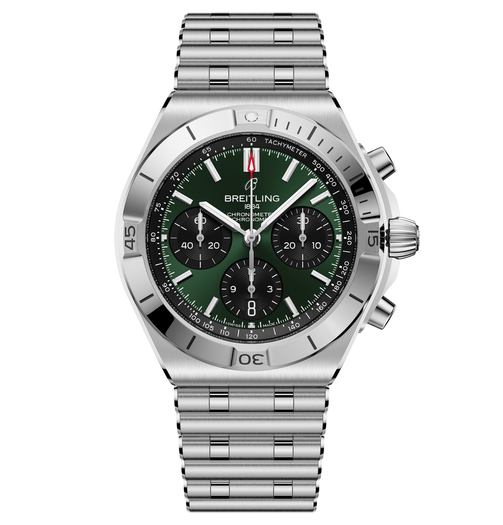 BRT Chronomat B01 Chronograph 42 Watch with Green Panda Dial