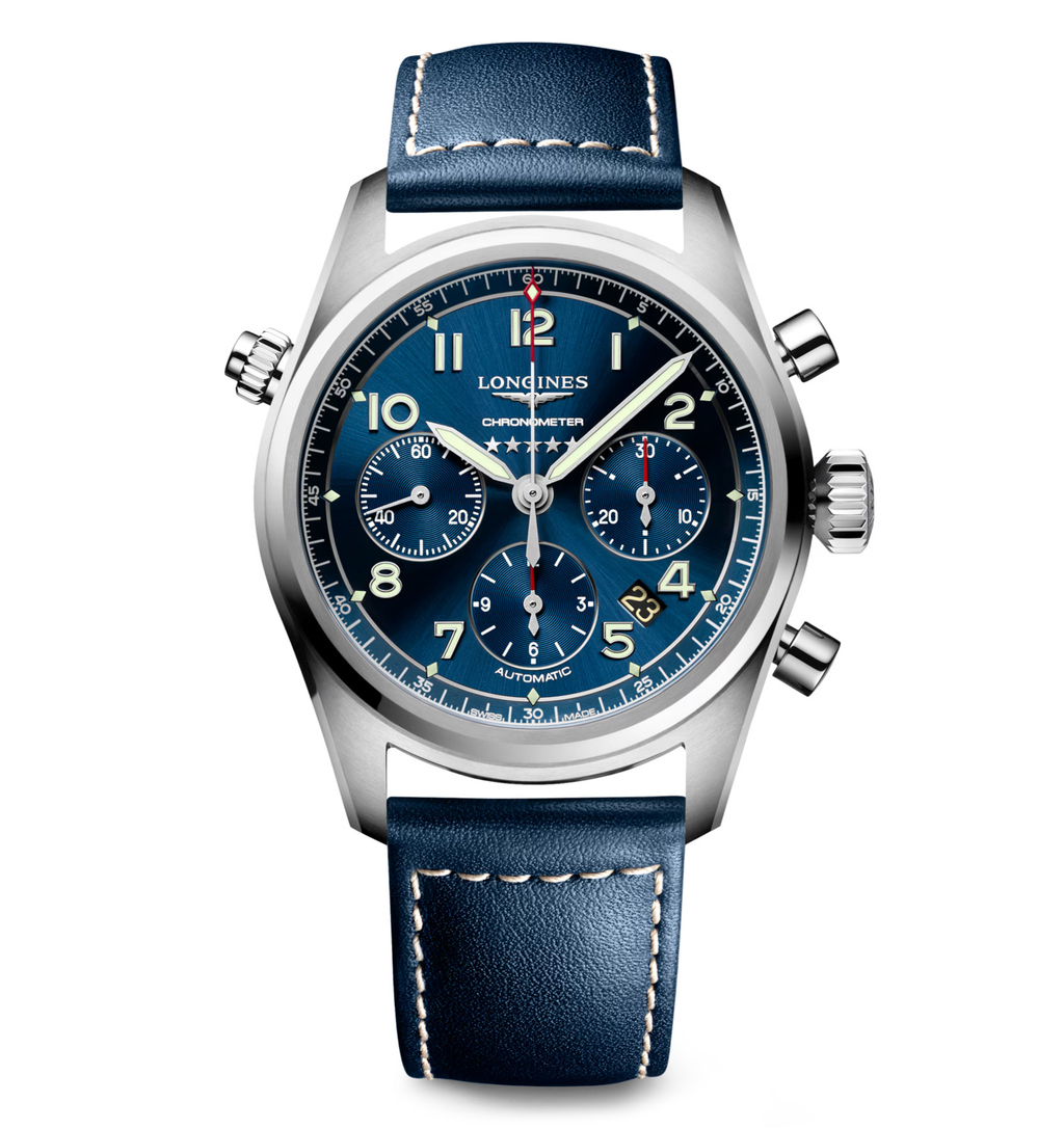 LNGS Spirit 42mm Watch with Blue Leather Strap
