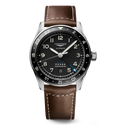 LNGS Spirit Zulu Time 42mm Watch with Brown Leather Strap