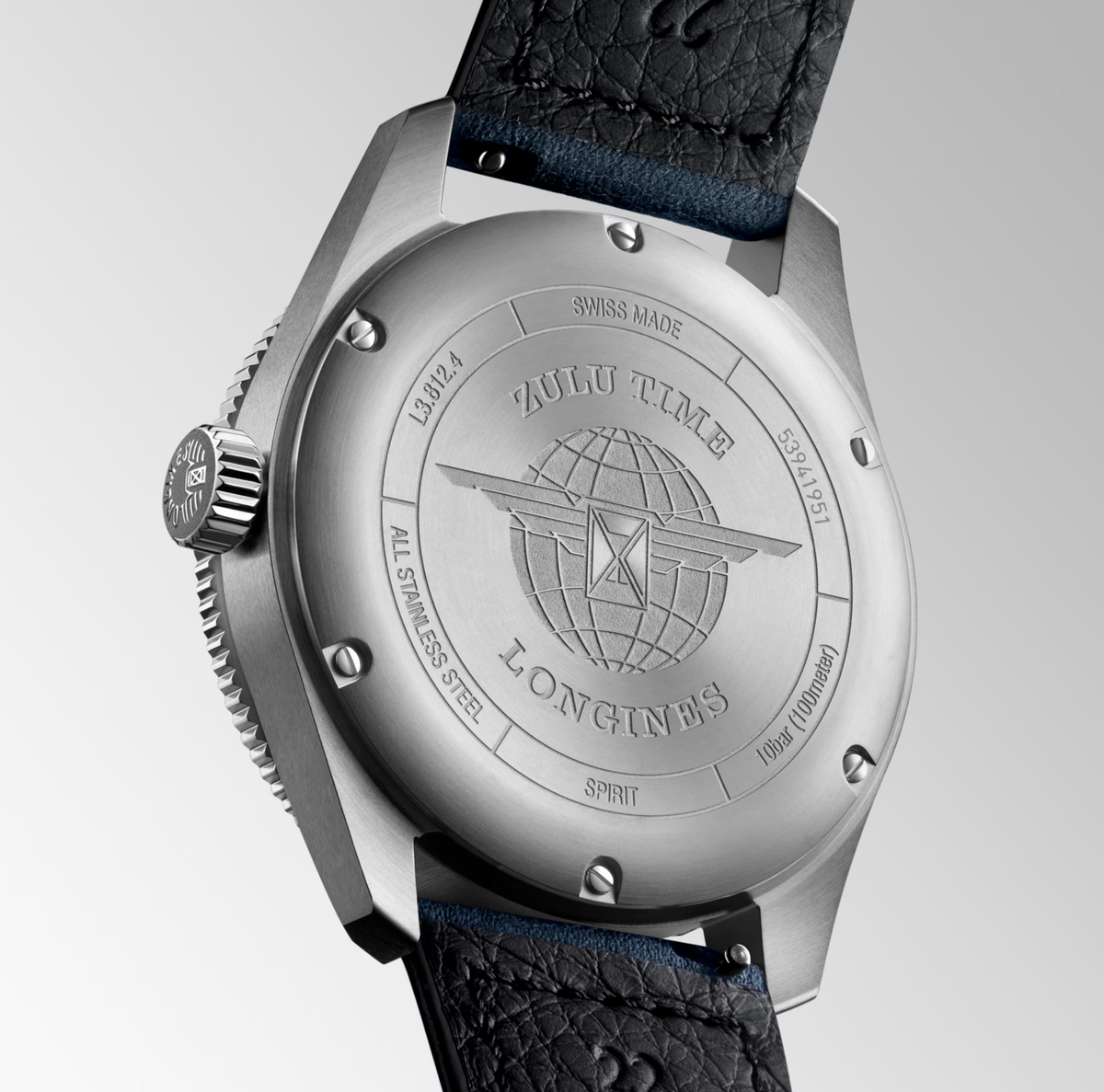 LNGS Spirit Zulu Time 42mm Watch with Blue Leather Strap