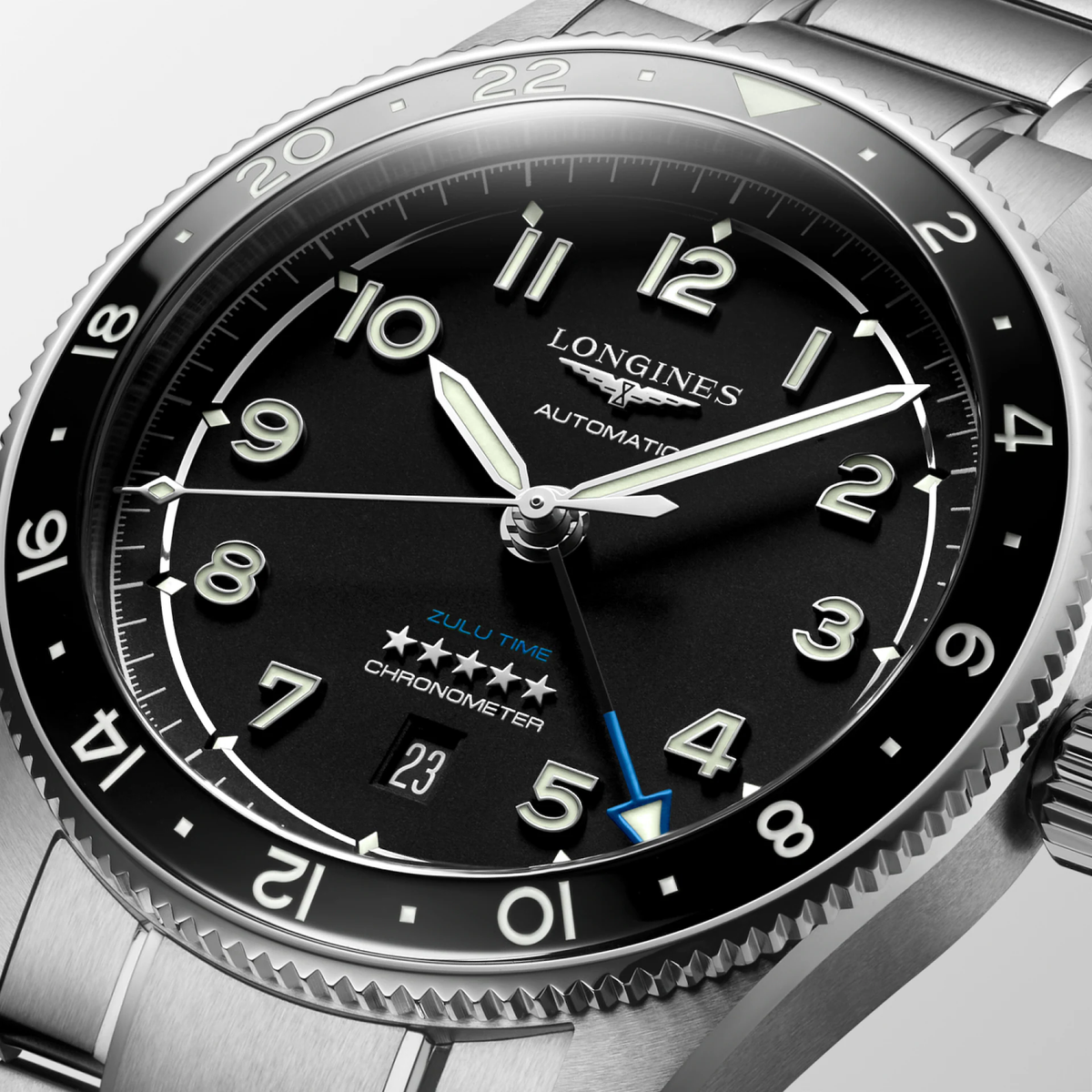 LNGS Spirit Zulu Time 42mm Watch with Black Dial