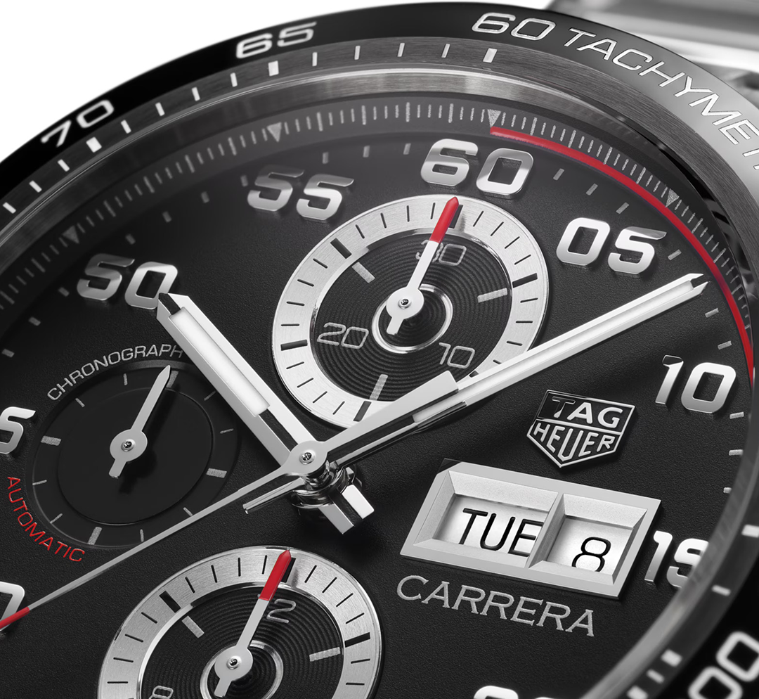 TGHR Carrera Chronograph Watch with Black Dial