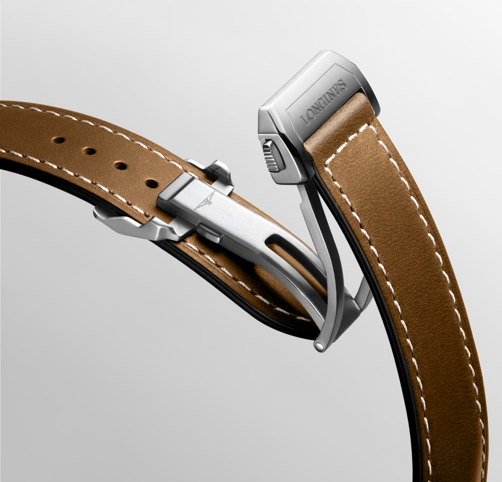 LNGS Spirit Zulu Time 39mm Watch with Brown Leather Strap