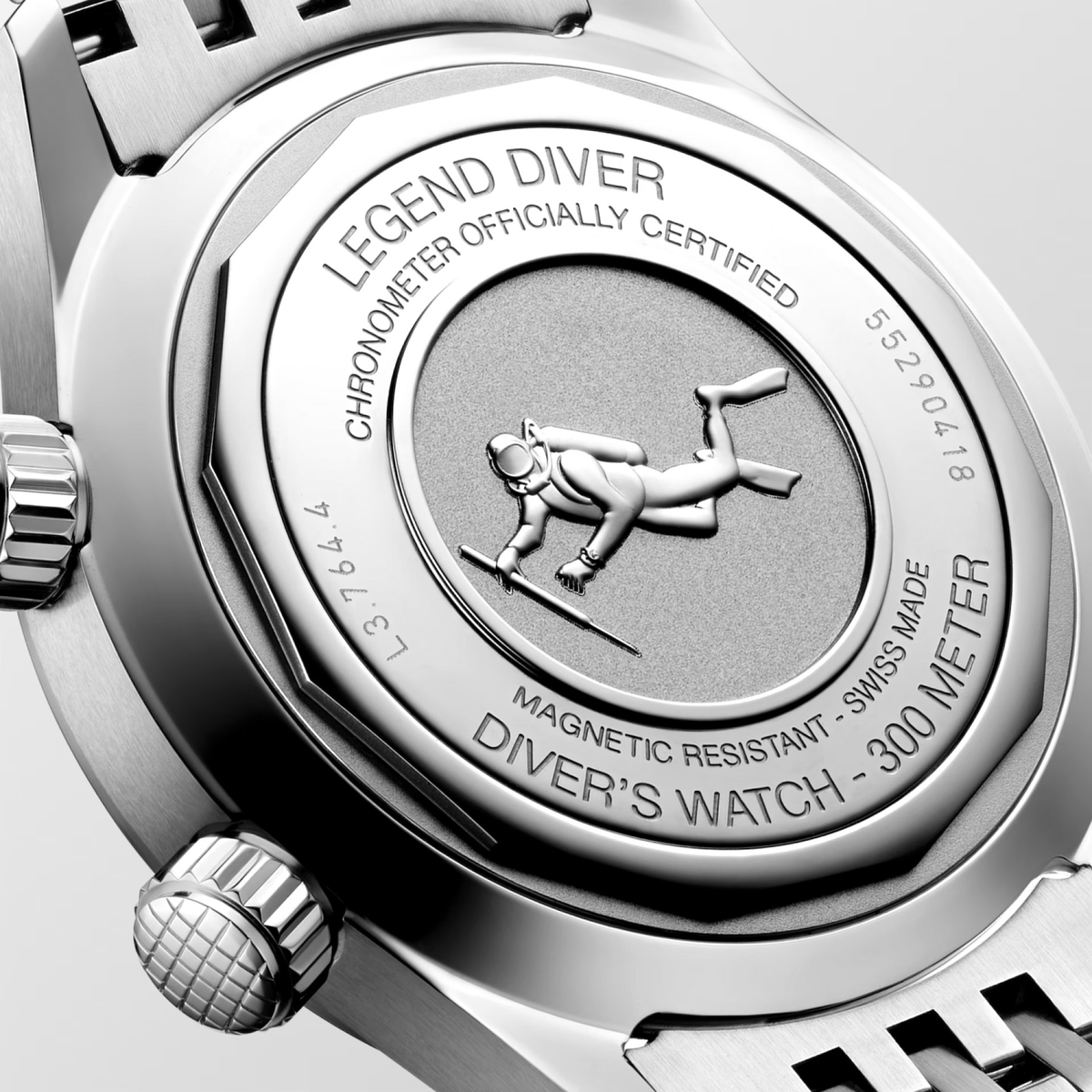 LNGS Legend Diver 39mm Watch with Stainless Steel Bracelet