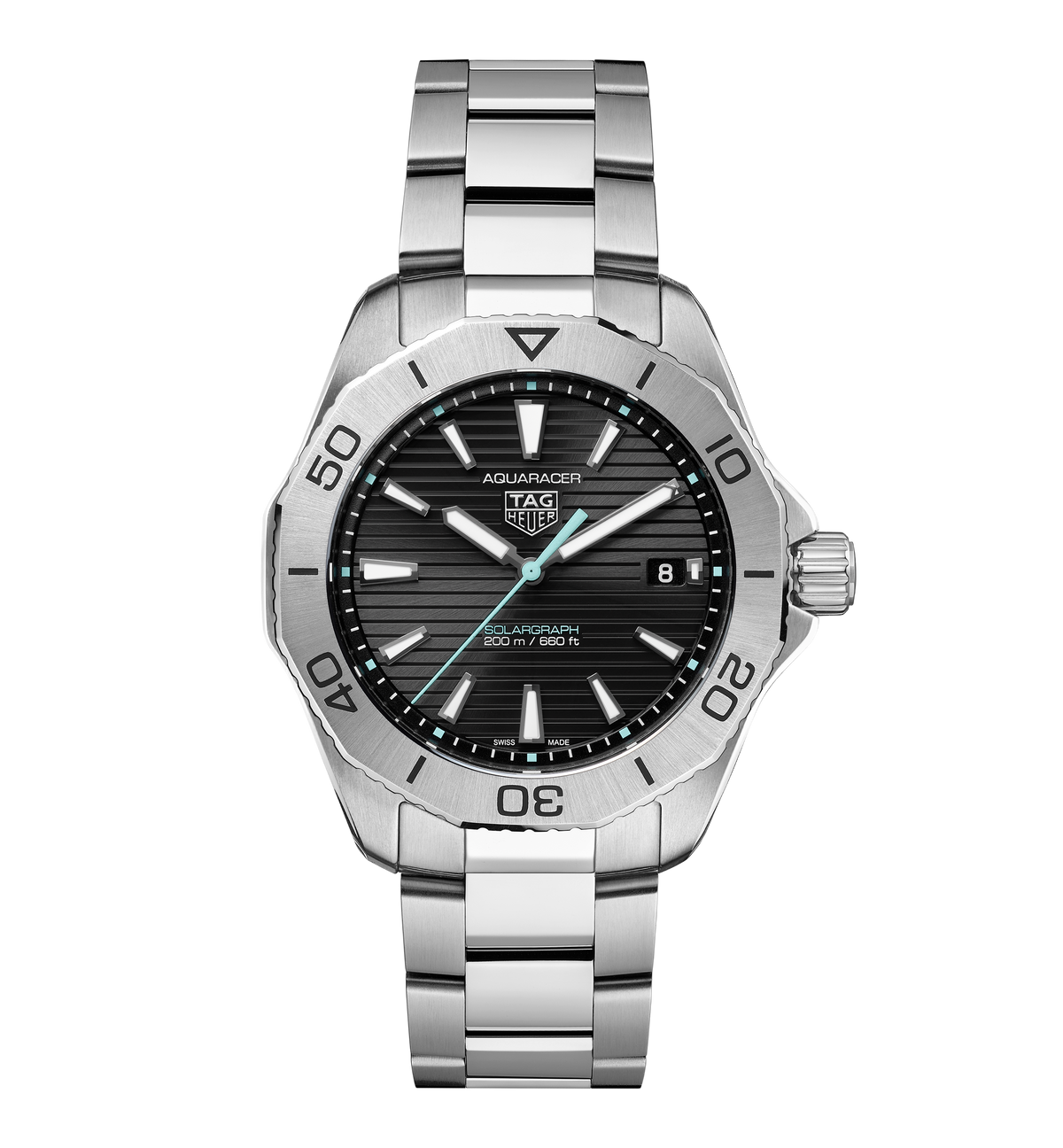 TGHR Aquaracer Professional 200 Solargraph Watch with Black Sunray Brushed Dial