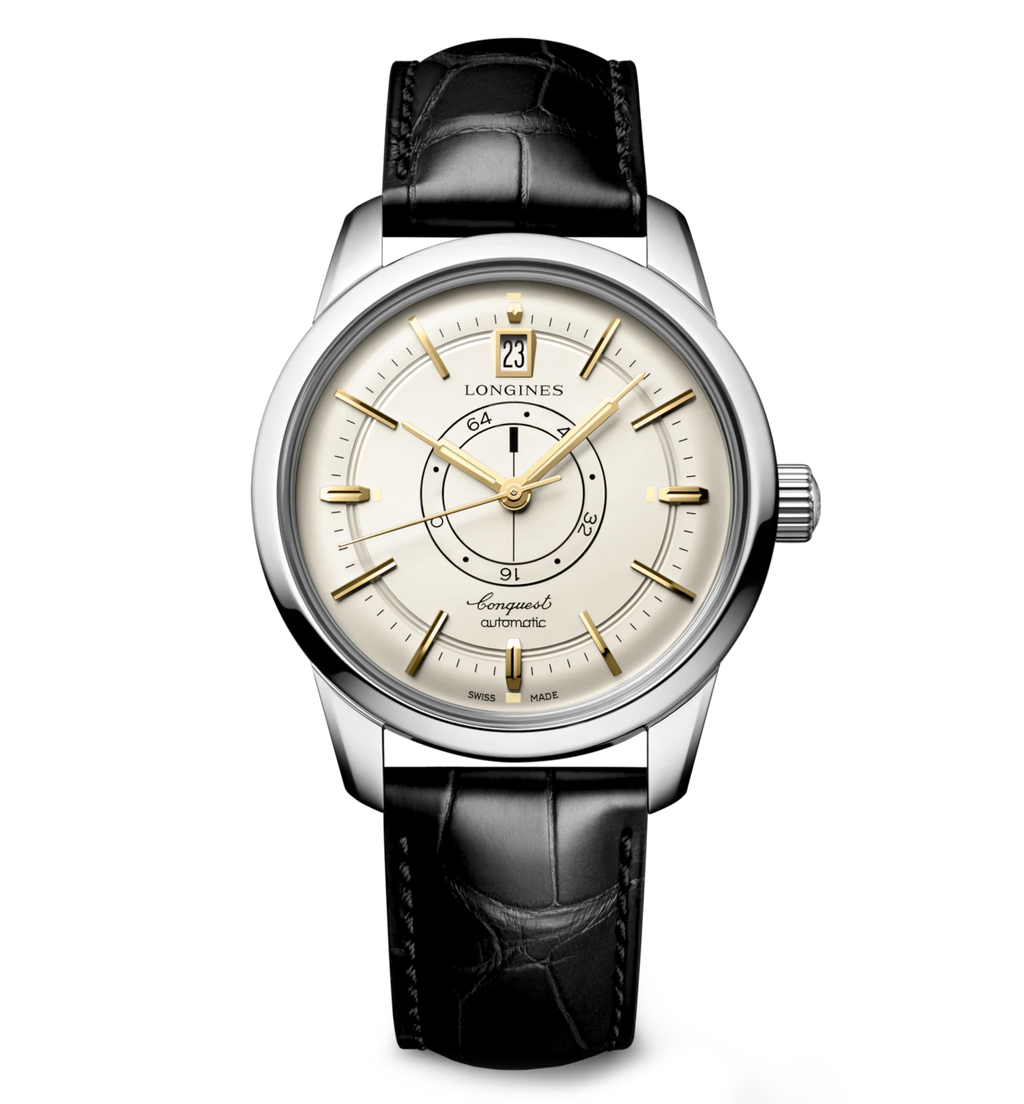 LNGS Conquest Heritage Central Power Reserve 38mm Watch with Champagne Dial