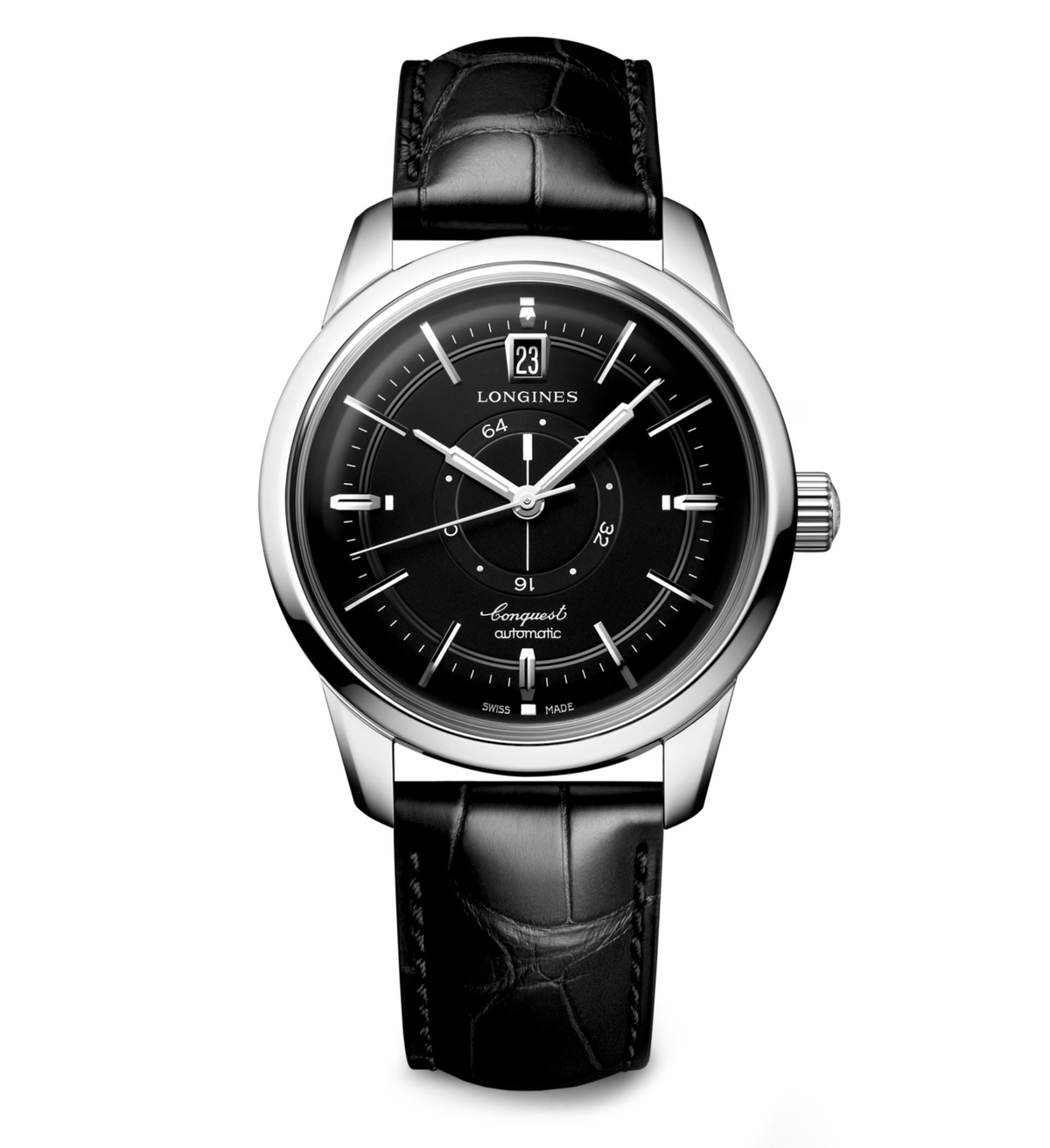 LNGS Conquest Heritage Central Power Reserve 38mm Watch with Black Dial
