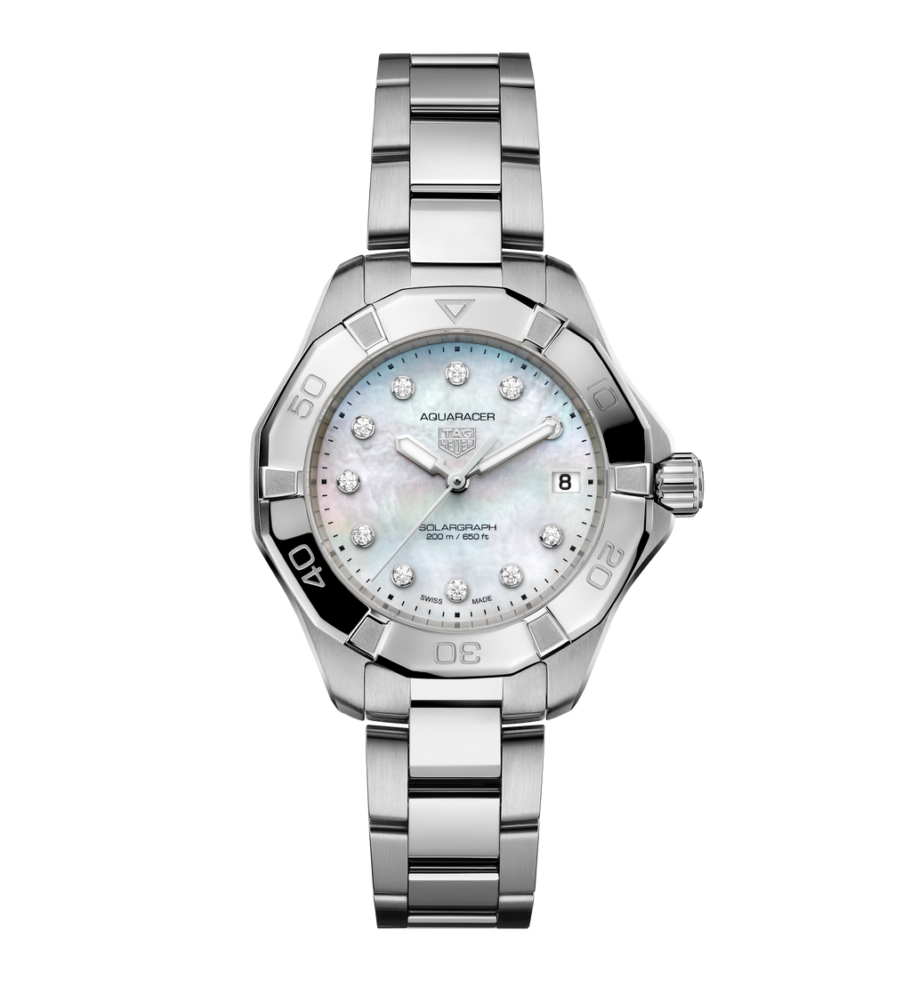 TGHR Aquaracer Professional 200 Solargraph Watch with Diamonds